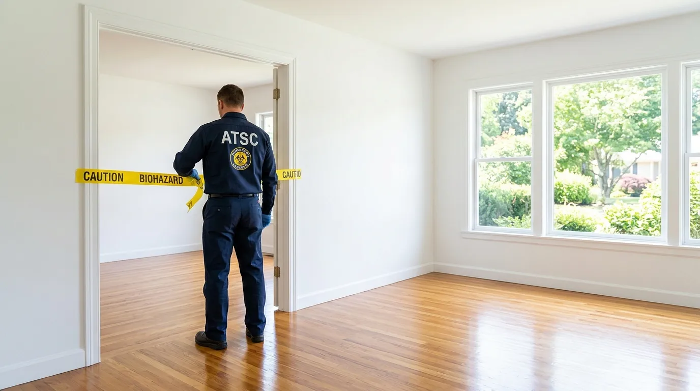 Certified biohazard cleanup crew performing Decomposition Cleanup in Baldwin Harbor